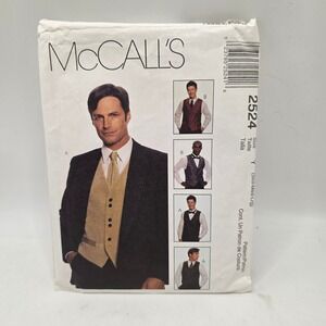 McCall's 2524 Sewing Pattern Mens Lined Vest Tie Bow Tie Size S-M-L Formal Tux